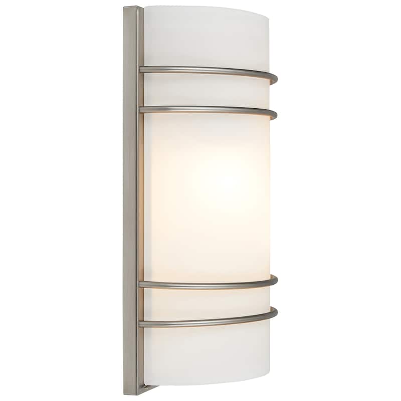 Access Lighting Cassi 1-Light Wall Sconce - Brushed Steel Finish - Opal Glass Shade - SSL Dedicated LED - 16W