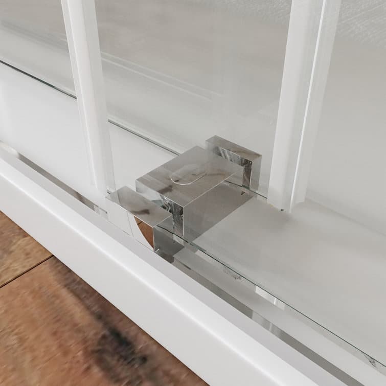 DeerValley 56" - 60" W x 76" H Double Sliding Frameless Shower Enclosure, Stainless Steel Accessories