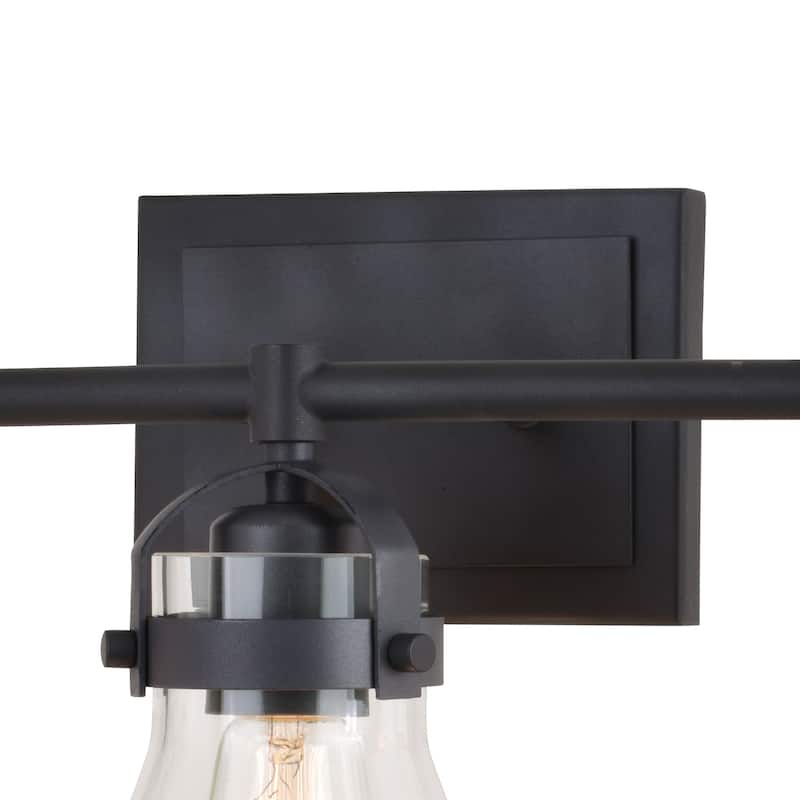 Mason Farmhouse Black Bathroom Vanity Light Fixture Clear Glass