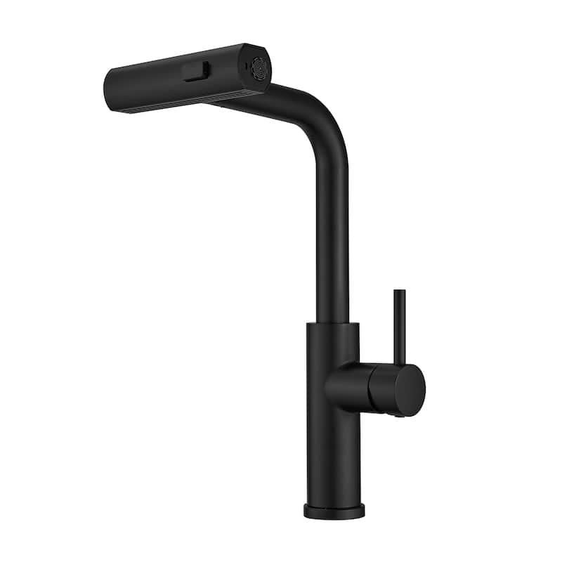 Matte Black Stainless Steel Pull-out Single Handle Wide Spray Kitchen Faucet