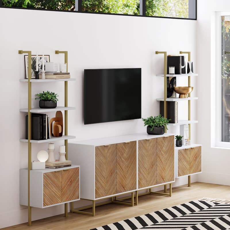 Nathan James Theo Open Shelf Industrial Bookcase with Drawers or Cabinets