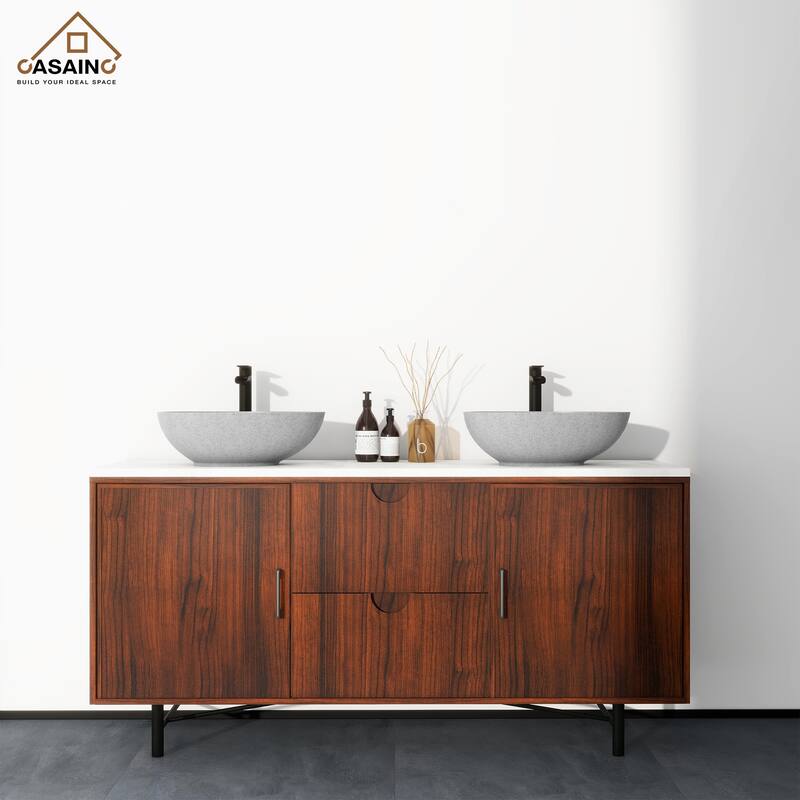 CASAINC Concrete Egg-Shaped Bathroom Sink Vessel Sink Art Basin with the Same Color Drainer