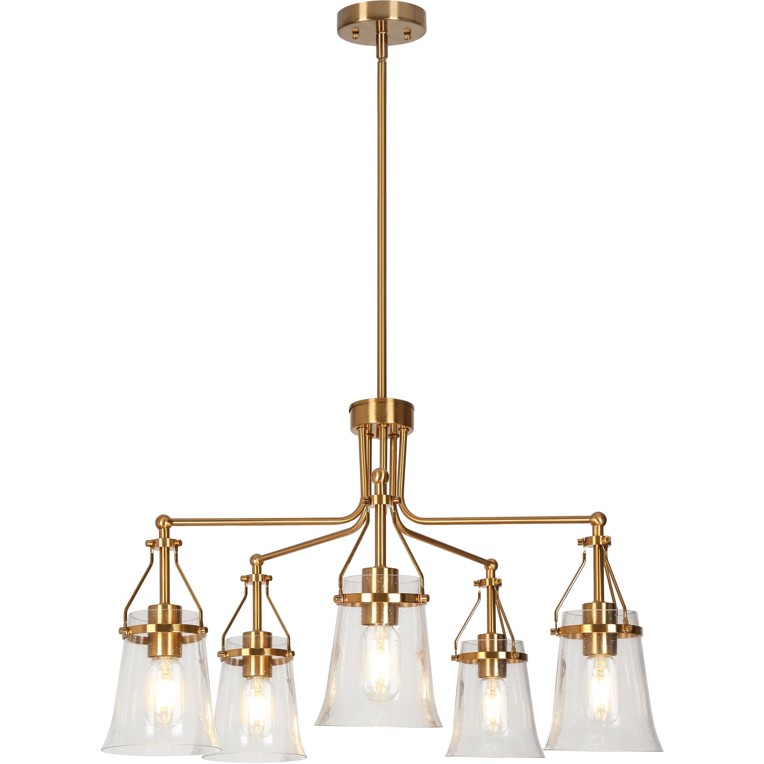 Haye Modern Gold 5-Light Wheel Glass Chandelier for Dining