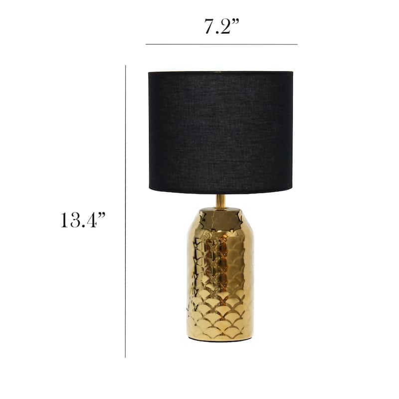 13.4 in. Gold Finish Table Lamp with Black Shade, Sturdy Table Lamp for Living Rooms and Bedrooms