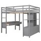 preview thumbnail 7 of 16, Full Size Loft Bed with Built-in Desk with Two Drawers, and Storage Shelves and Drawers,Multifunctional Loft Bed with Storage