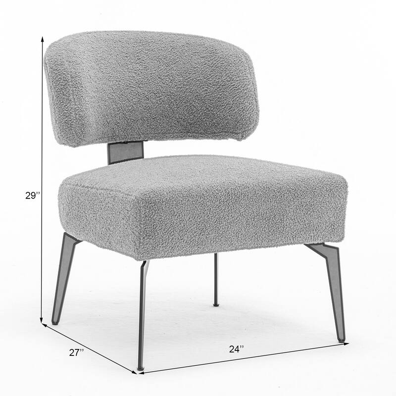 SEYNAR Modern Armless Faux Sherpa Accent Chair with Metal Legs Set of 2