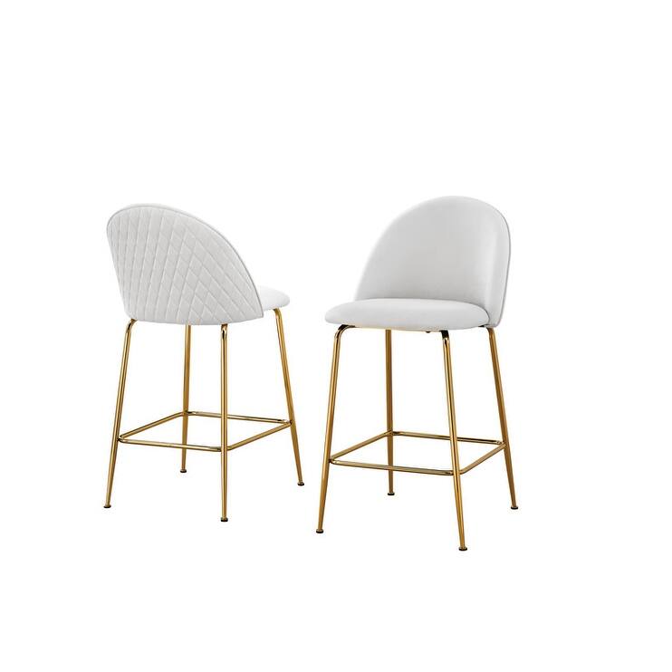 Best Quality Furniture Velvet Chrome Iron Base Counter Height Chairs (Set of 2) - N/A