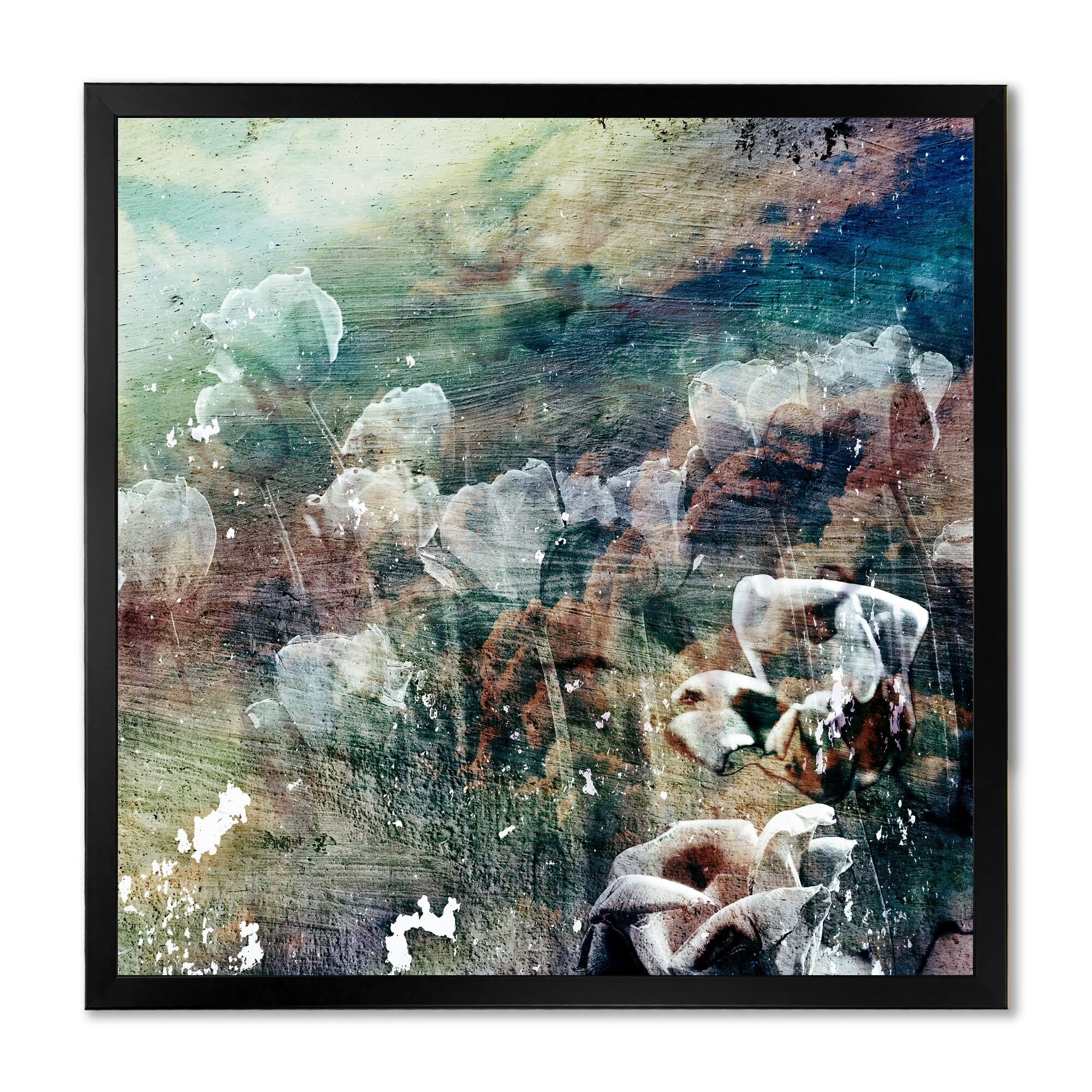 Designart "Grunge Retro Vintage Design" Vintage Framed Wall Art Bed