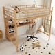 preview thumbnail 1 of 26, Full Size Metal Loft Bed with Built-in Desk and Two 4-Tier Shelves Gold+Brown