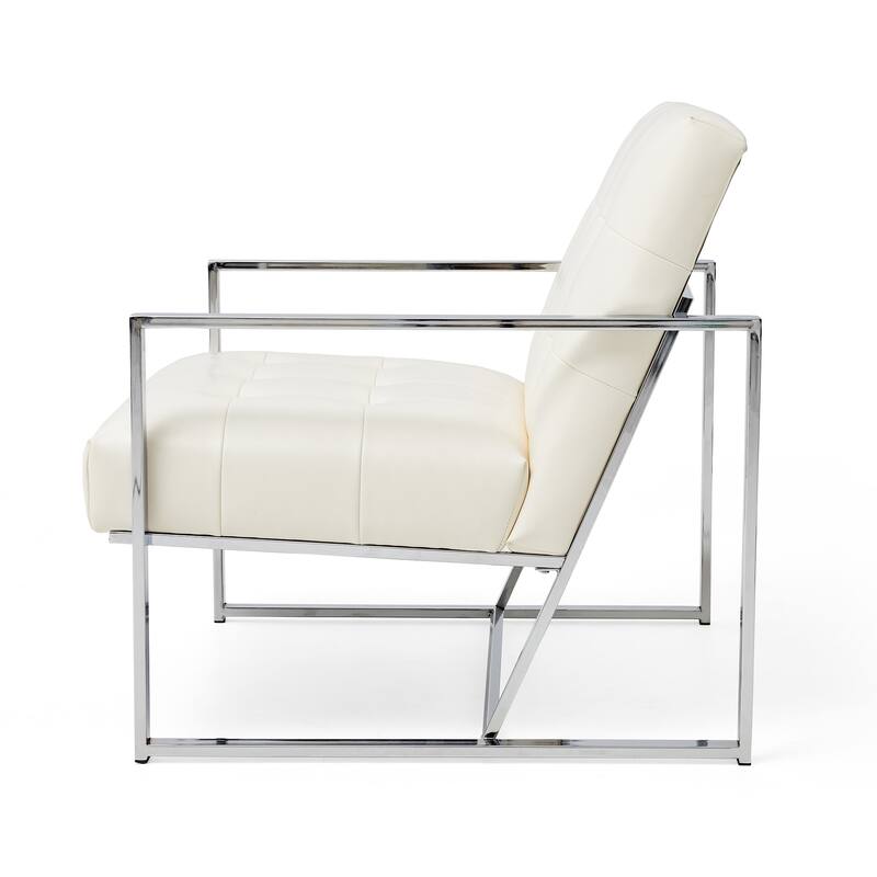 Glitzhome 29.50"W Mid-Century PU Leather Tufted Accent Chair - 29.5"W x 30.5"H x 29.25"D
