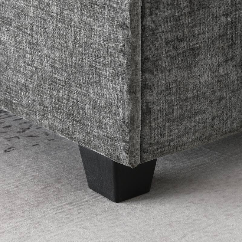 119*67" U Shaped 6 Seat Chenille Sectional Sofa with Chaise and Cup Holders, Gray