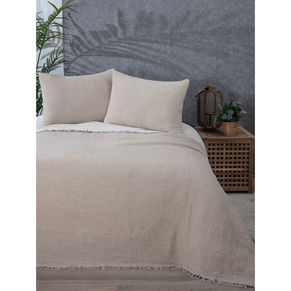 Muslin Blanket 4 Layers, Soft Bedspread, Turkish Cotton Muslin Bed Cover, Reversible Coverlet