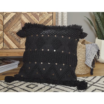 Signature Design by Ashley Mordechai Black Hand-woven Wool-blend Pillow