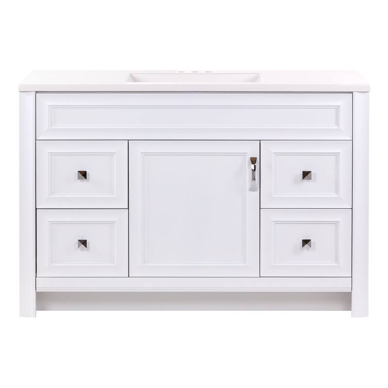 Spring Mill Cabinets Nimay 48.5" Bathroom Vanity With 1-Door Cabinet, 4 Drawers, and White Sink Top