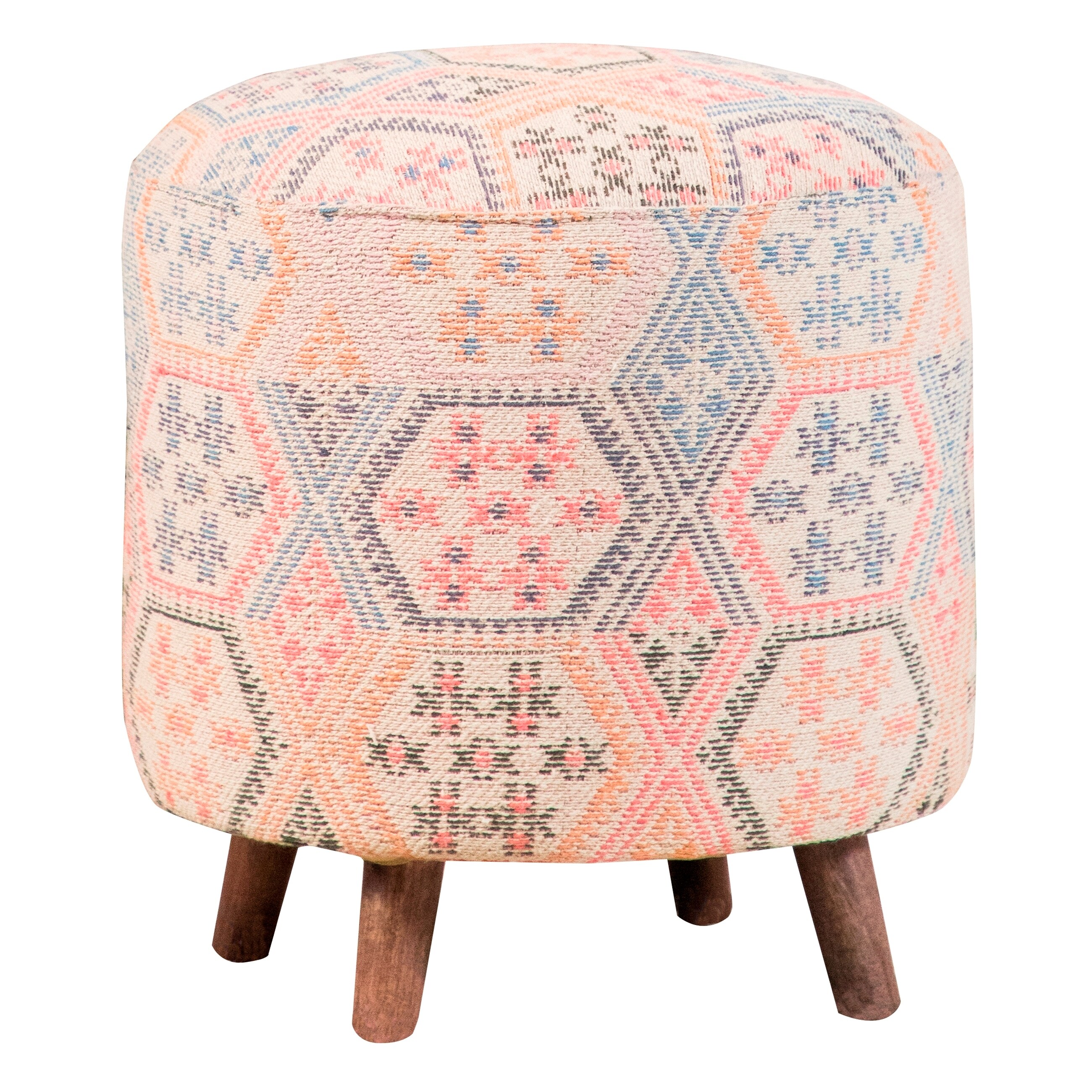 Light Pastel Multi-Colored Upholstered Accent Stool - Overstock - 34201084