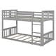 preview thumbnail 23 of 26, Twin Over Twin Floor Bunk Bed with Ladder, Solid Wood Bunk Bed Frame with Full-Length Guardrail, Detachable into 2 Separate Beds
