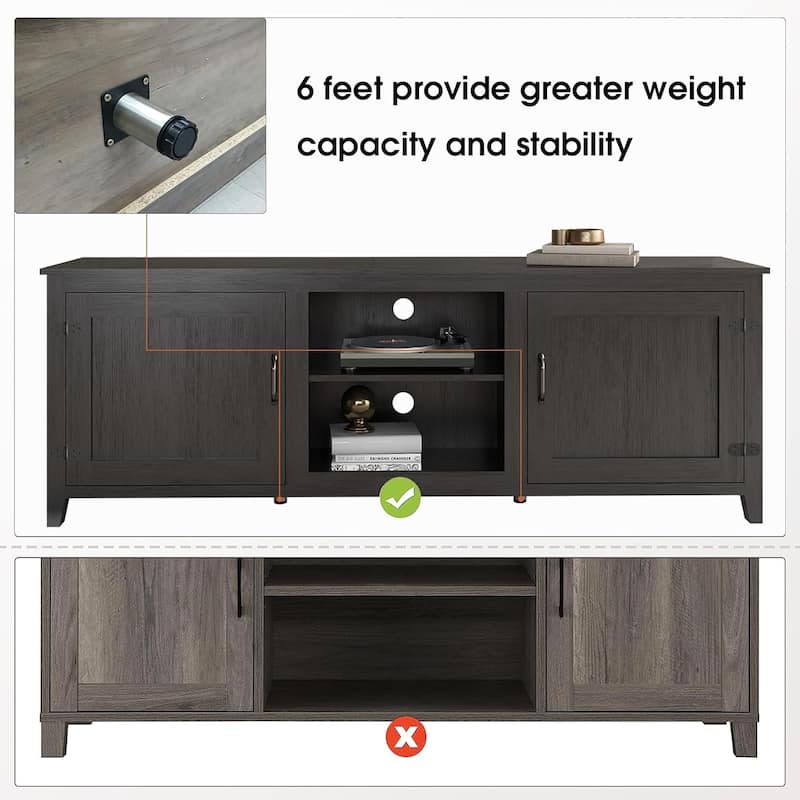 Wood Storage Cabinet Media Console for TVs up to 80"