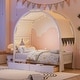 preview thumbnail 12 of 28, Wooden Twin Size Bed With Arched Roof and 2 Drawers