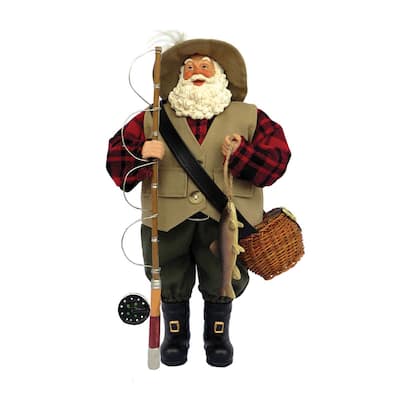12" Fly Fishing Santa Claus Christmas Figurine