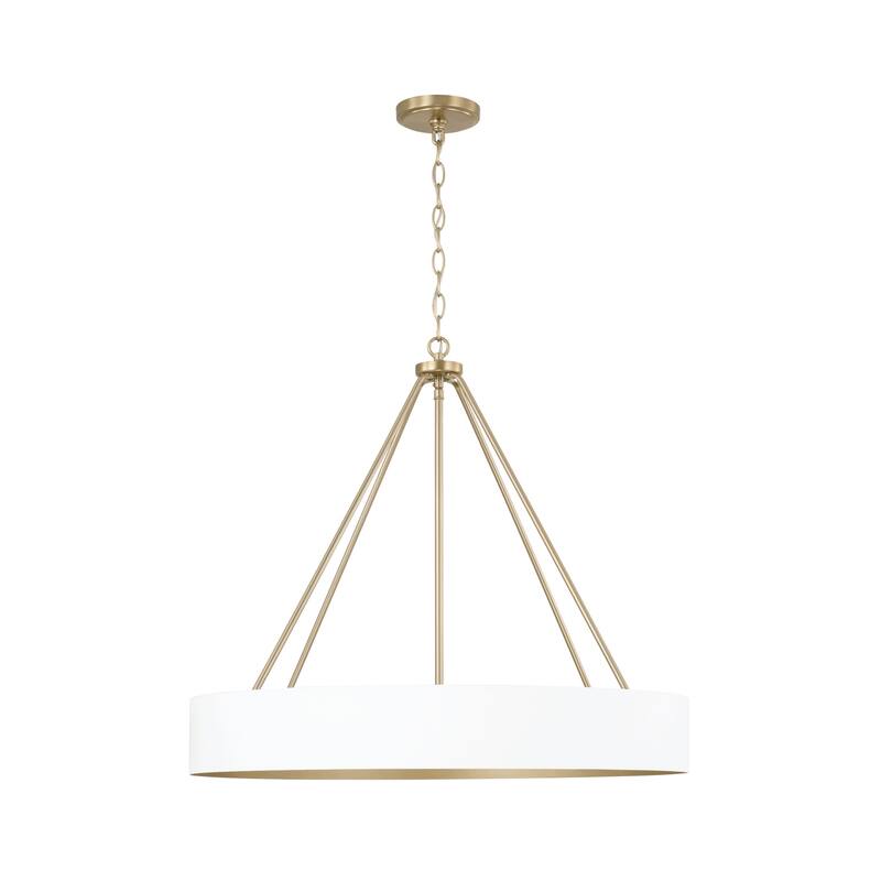 27.50"W x 24.25"H 4-Light Modern Circular Metal Chandelier with Painted Matte Brass Interior - Matte Brass and White