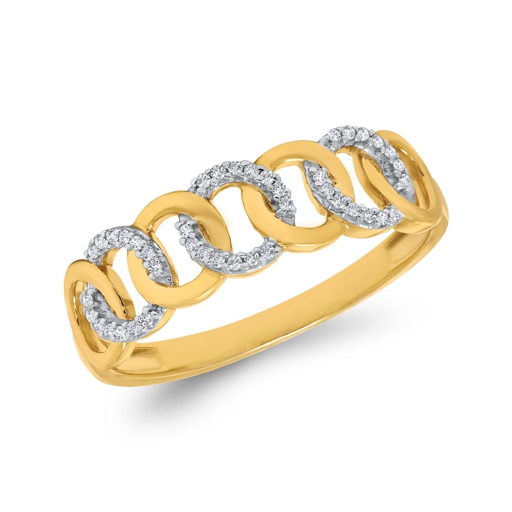 10K Yellow Gold Diamond Oval Frame Ring
