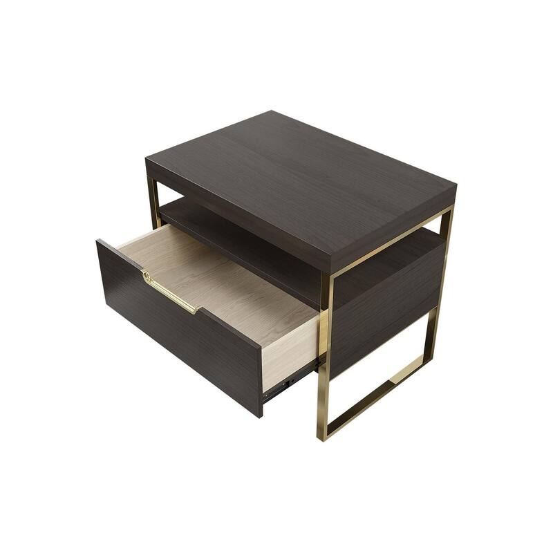 Vant Wooden Night Stand - Brown - Gold Leg