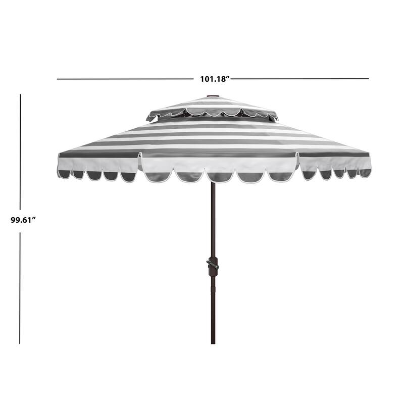 SAFAVIEH Outdoor Blagovesta 9Ft Round Double Top Crank Umbrella