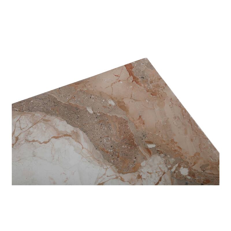 NADAAL STUDIOS Tahlira Accent Table, Square Breccia Aurora Marble Top with Recessed Base, MDF Core, Breccia Marble