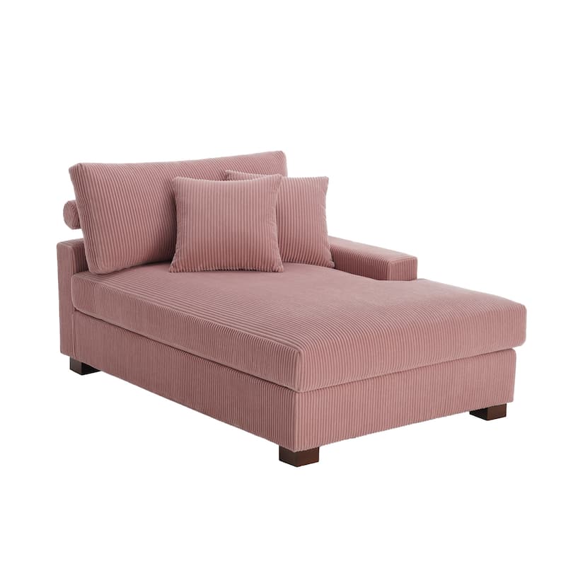 Corduroy Chaise Lounge Chair Upholstered Indoor Lounger Sofa