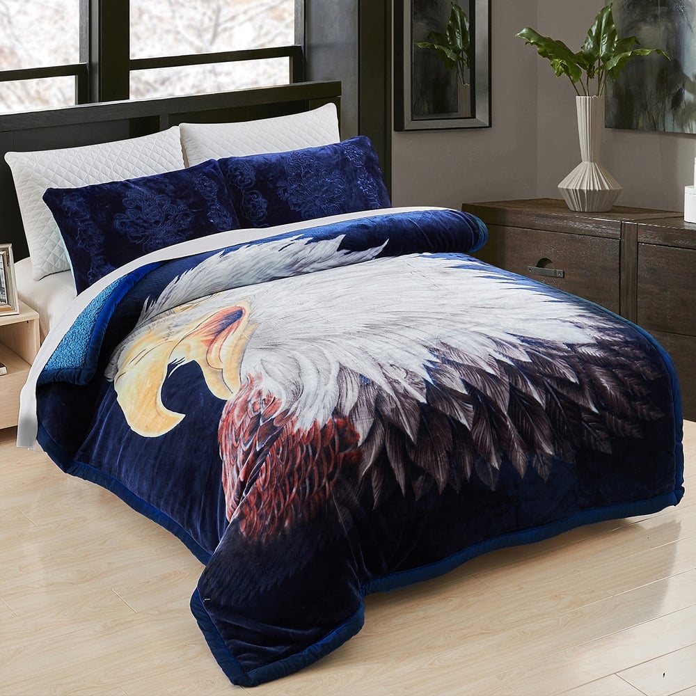 Ultra Plush Printed 3-piece Sherpa Borrego Comforter Set