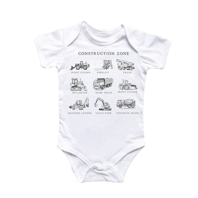 Construction Equipment - Baby Boy Girl Clothes Infant Bodysuit Funny Cute Newborn - White - Newborn