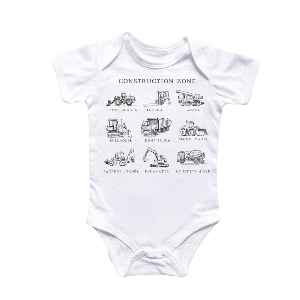 Construction Equipment - Baby Boy Girl Clothes Infant Bodysuit Funny Cute Newborn