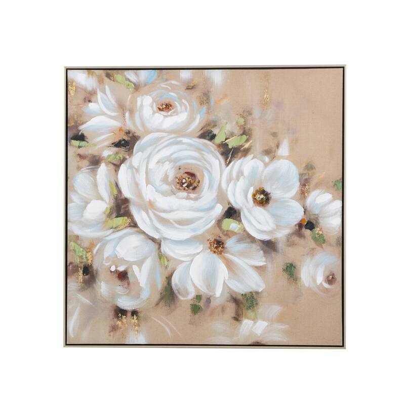 Modern Wall Decor, Square Framed Wall Art Flower Canvas Print Home Decor, for Bedroom, Dining Room and Office