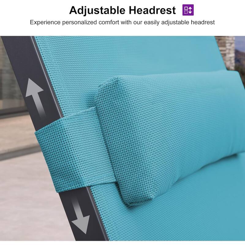 PURPLE LEAF Lounge Chair Set for Outside Aluminum Patio Recliner with Side Table and Pillow Beach Sunbathing Tanning Chairs