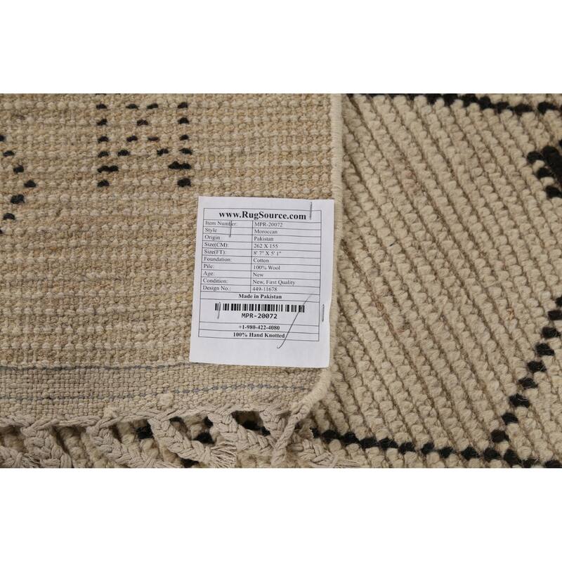 Trellis Geometric Moroccan Area Rug Handmade Wool Carpet - 5'1"x 8'7"