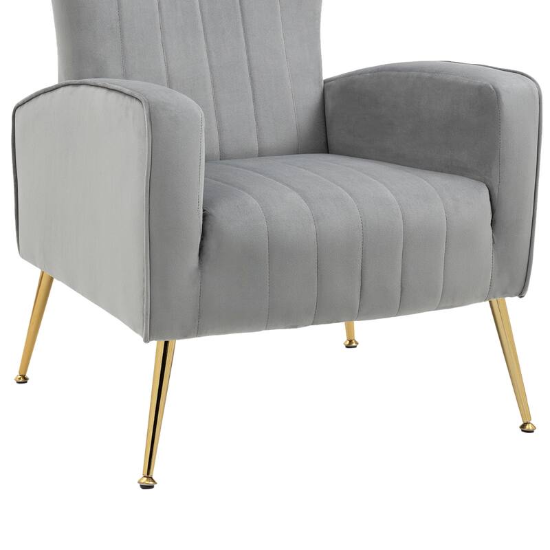 2 Set Velvet Wingback Accent Chairs with Metal Legs for Living Room