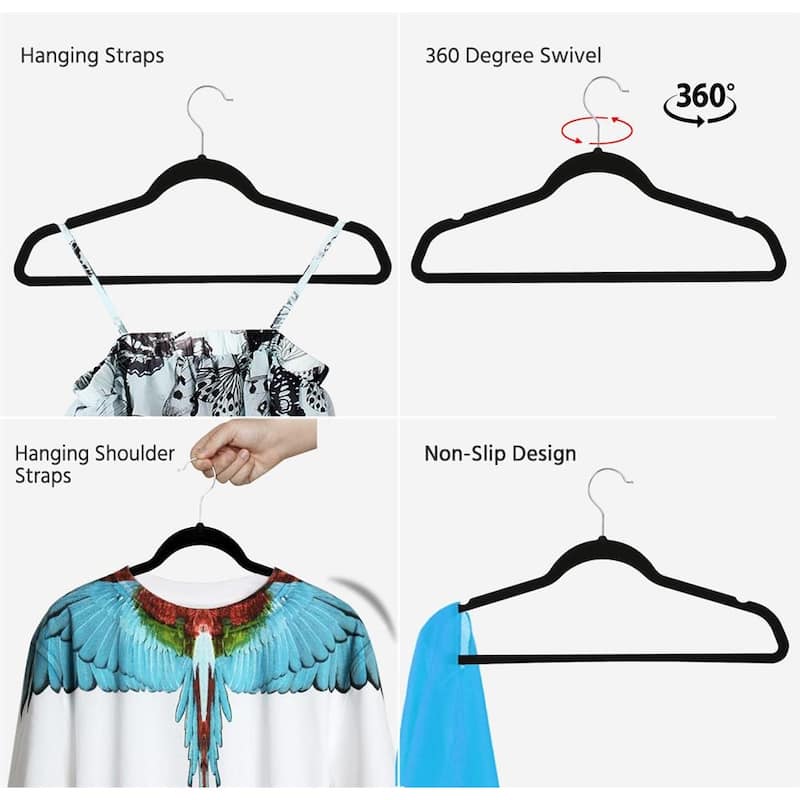 Yaheetech Velvet Flocked Hangers with Cascade Hook (100 Pack)