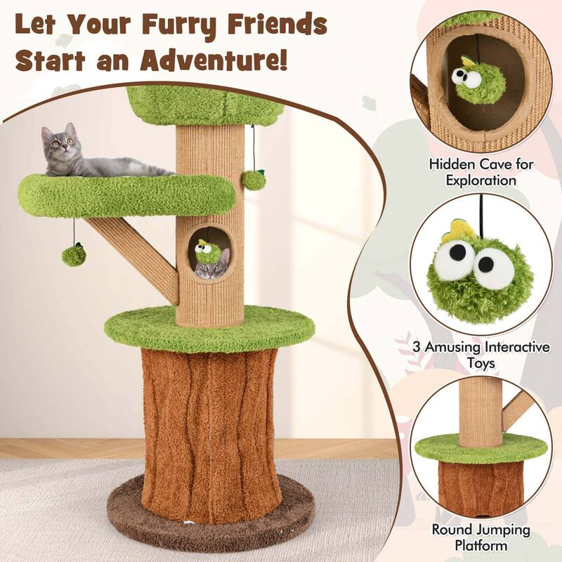 Costway 58" Mushroom Cat Tree for Indoor Cats with 2 Cute Condos Plush - See Details