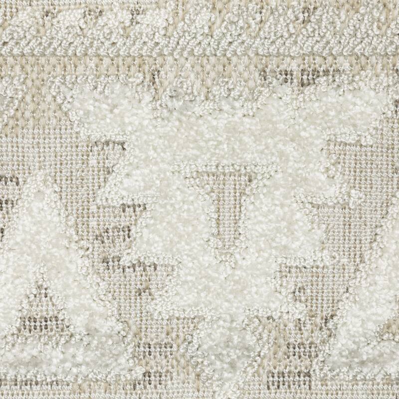Style Haven Thassos Tone-on-Tone Tribal Ivory Mixed Pile Area Rug