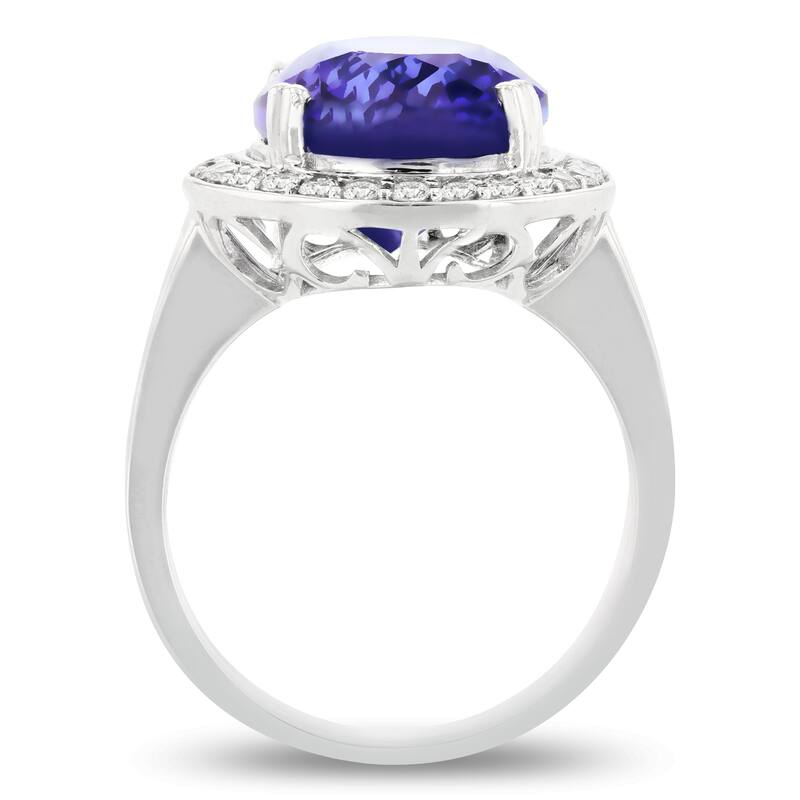 Auriya Platinum 9 1/5ct Oval-Cut Natural Tanzanite and 1ct TDW Diamond Halo Engagement Ring