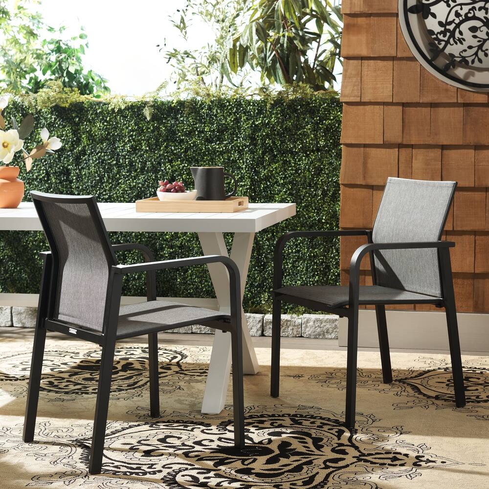SAFAVIEH Outdoor Patio Furniture Dexter Armchair (Set of 2), Fully Assembled - 22"W x 24"D x 33"H