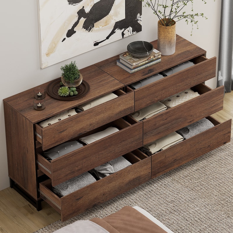 Modern TV Stand for TVs up to 120 inch, 4 in 1 TV Console with Adjustable Shelves and 6 Drawers, Media Console