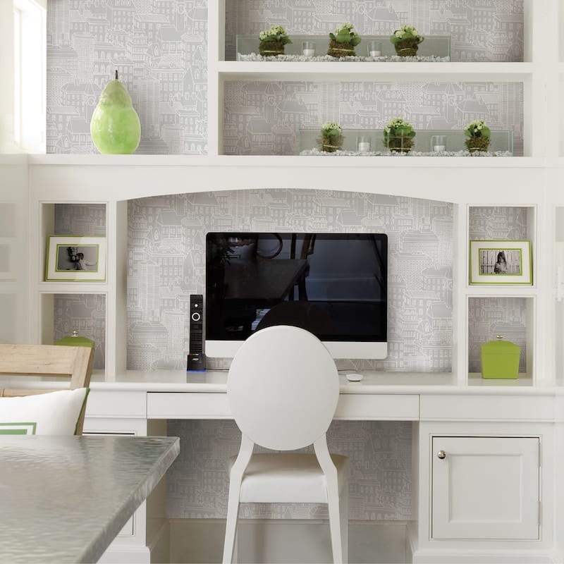 A-Street Prints Limelight Grey City Wallpaper