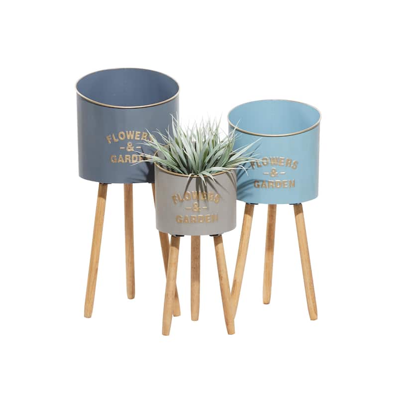 Multi Colored Metal Indoor Outdoor Planter (Set of 3)