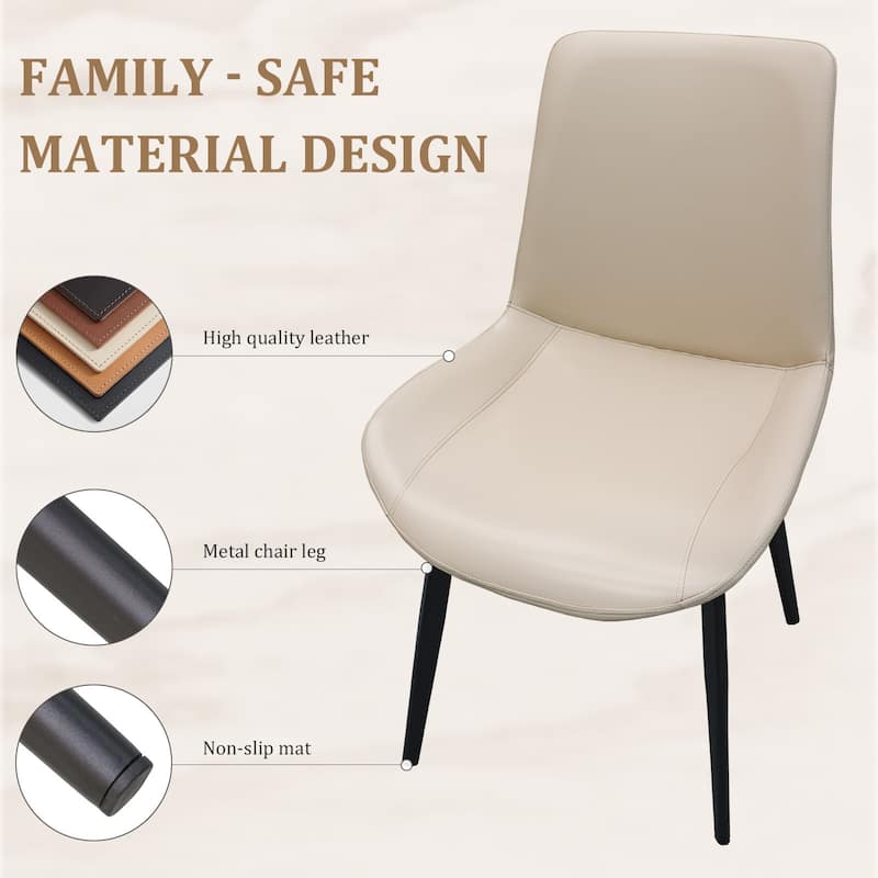 PU Leather Dining Chair with Metal Legs, Modern Upholstered Chair Set of 2 for Kitchen, Restaurant, Living, Meeting Room