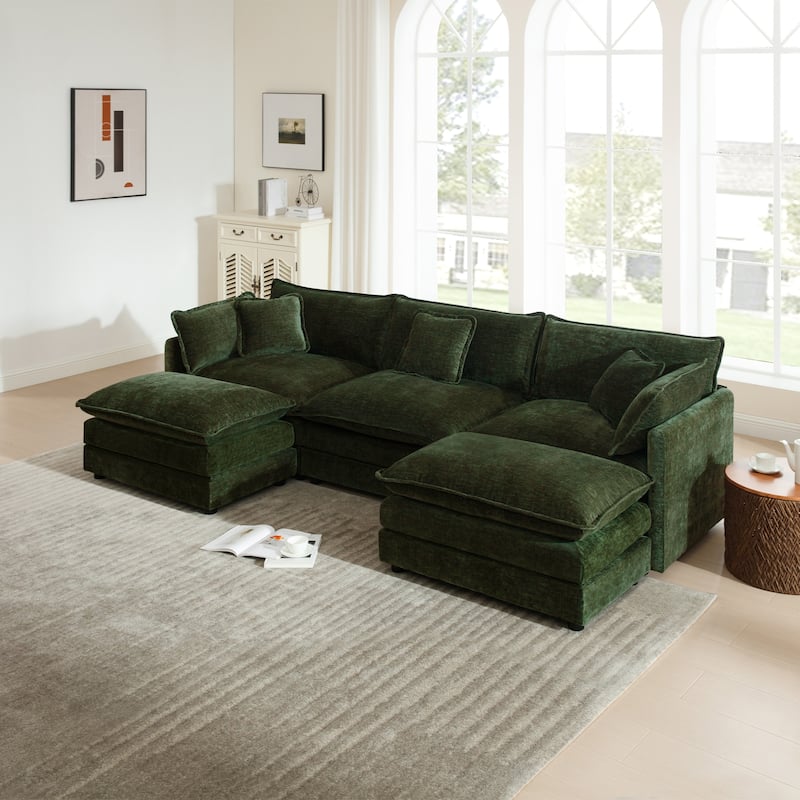 Cloud Chenille Upholstered Modular Sectional Sofa with DIY Combination Design