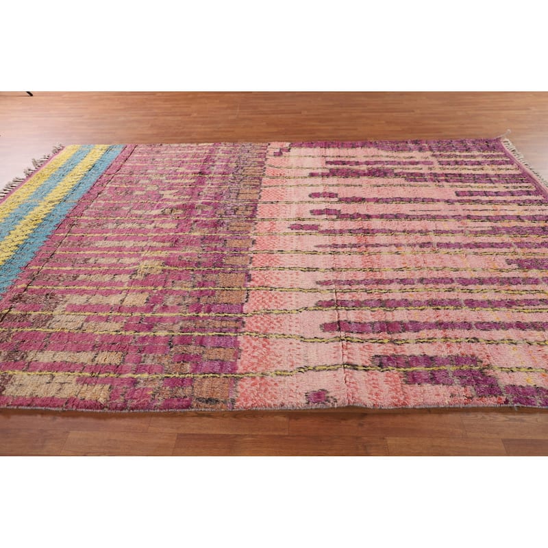 Plush Moroccan Style Rug Hand-Knotted Wool Carpet - 7'8" x 10'11"