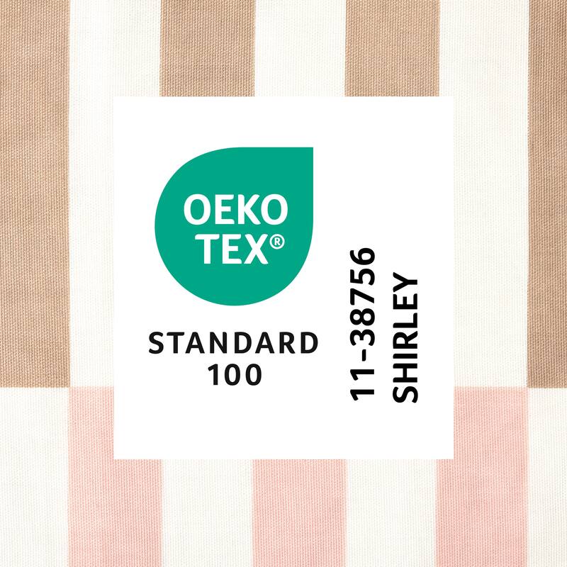 TOWN & COUNTRY PLAY Adeline Offset Stripe Cotton-Rich Breathable Fabric Shower Curtain with Anti-Rust Grommets