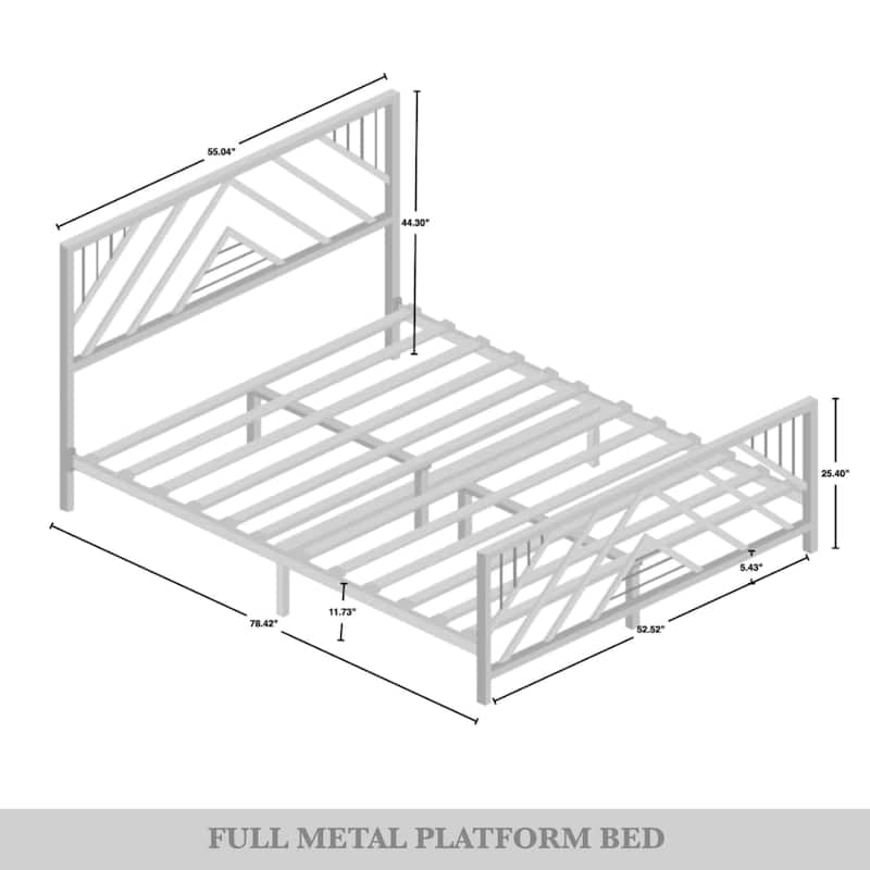 CraftPorch Classic Geometric Slat Metal Platform Bed