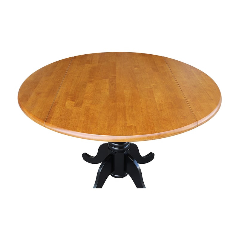 Round Pedestal Base Solid Wood 42-inch Drop-leaf Dining Table